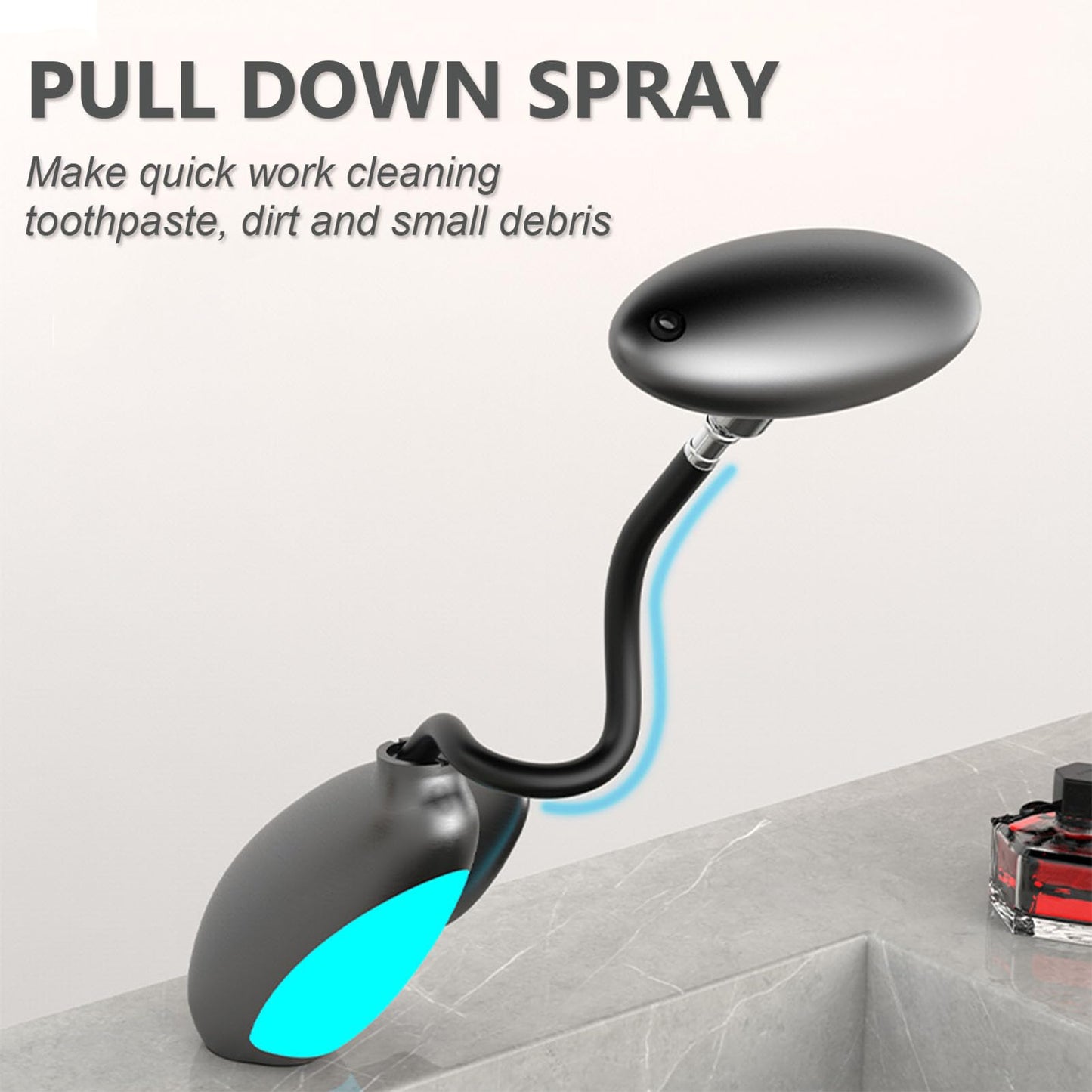 Bathroom Vanity Faucet with Pull Out Sprayer, Hot & Cold Water