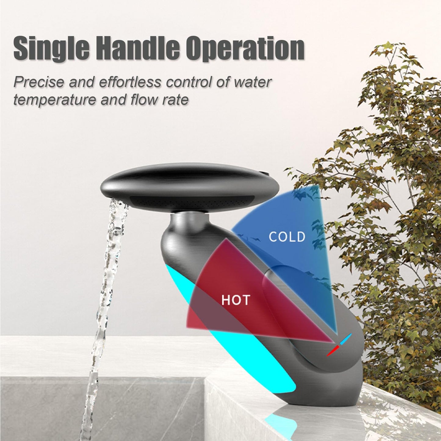 Bathroom Vanity Faucet with Pull Out Sprayer, Hot & Cold Water